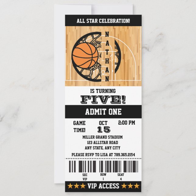 Basketball Birthday Invitation (Front)