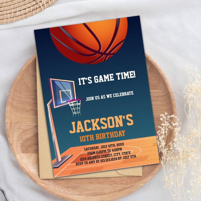 Basketball Birthday Invitation (It's Game Time Basketball Invitations)