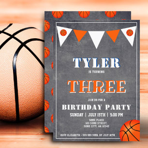 Basketball Birthday Invitation Boy 3rd Birthday