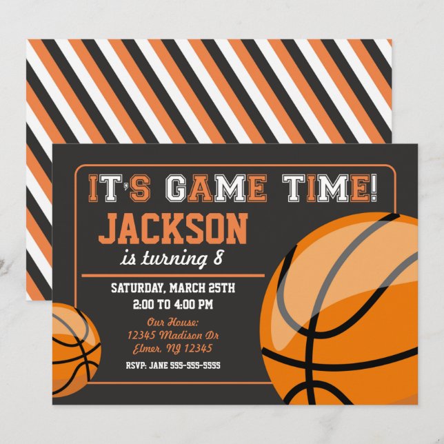 Basketball Birthday Invitation Chalkboard (Front/Back)