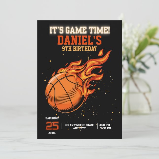 Basketball Birthday Invitation Editable Basketball (Standing Front)