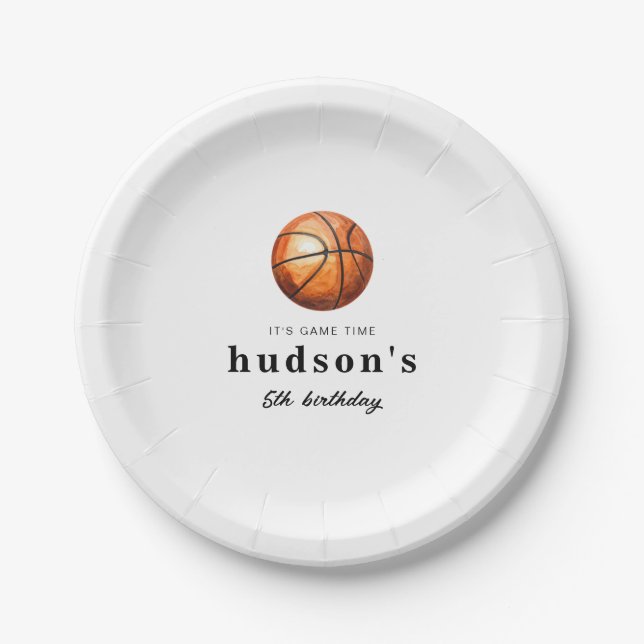 Basketball Birthday Paper Plate (Front)