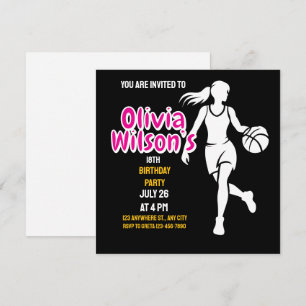 Basketball Birthday Party, Basketball Player   Inv Invitation