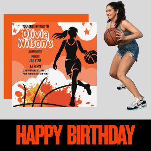 Basketball Birthday Party, Basketball Player Inv Invitation