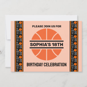 Basketball Birthday Party, Basketball Player  Invi Invitation