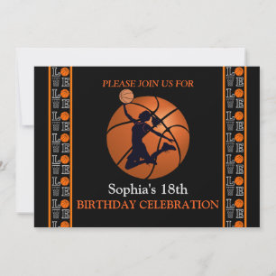 Basketball Birthday Party, Basketball Player  Invi Invitation