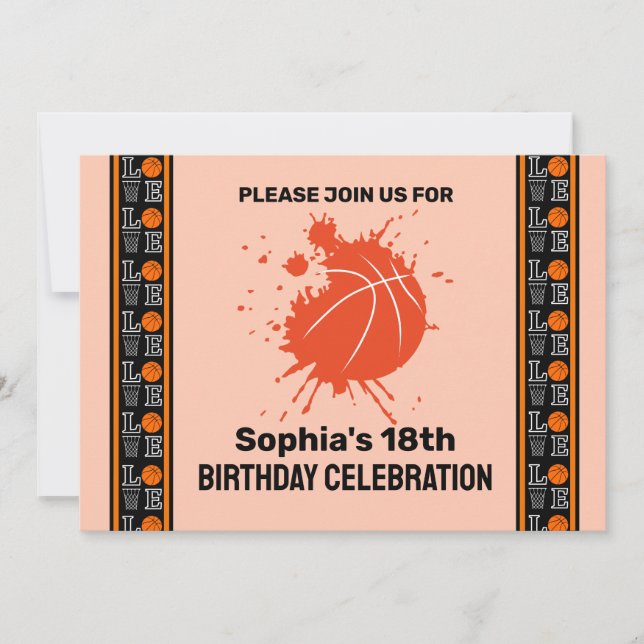 Basketball Birthday Party, Basketball Player  Invi Invitation (Front)