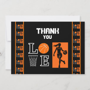 Basketball Birthday Party, Basketball Player  Thank You Card