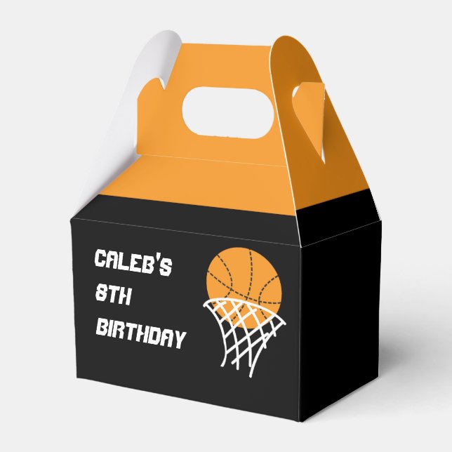 Basketball Birthday Party Black Orange Favour Boxe Box (Front Side)