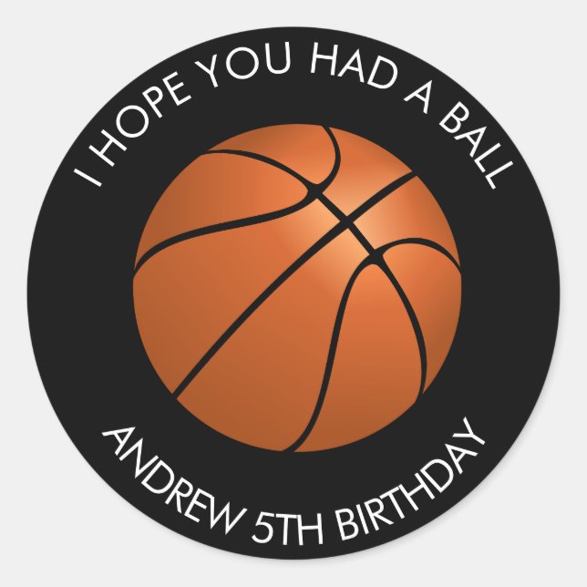 Basketball Birthday Party  Classic Round Sticker (Front)