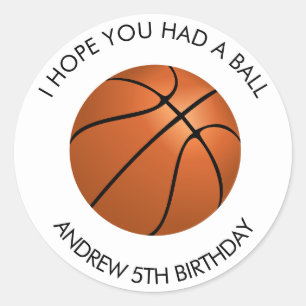 Basketball Birthday Party Classic Round Sticker