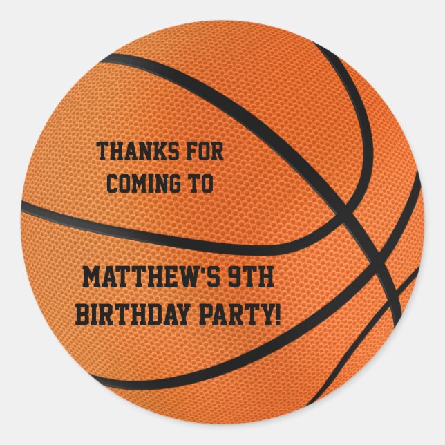 Basketball Birthday Party Favour Stickers (Front)