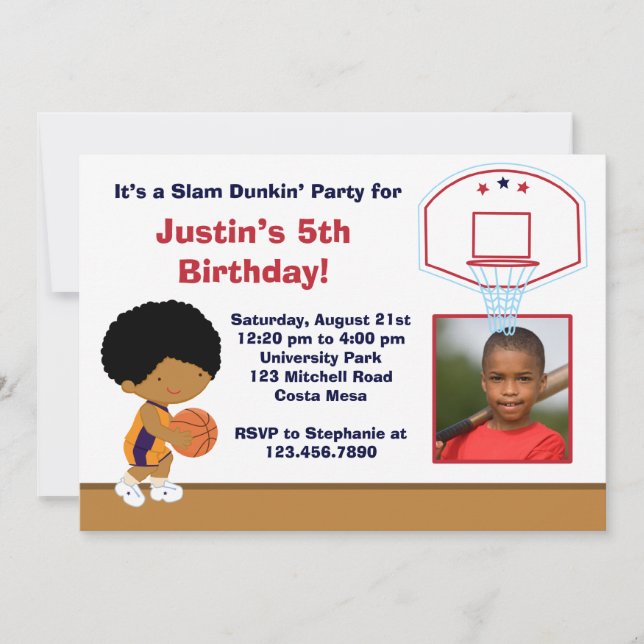 Basketball Birthday Party Invitation (Front)