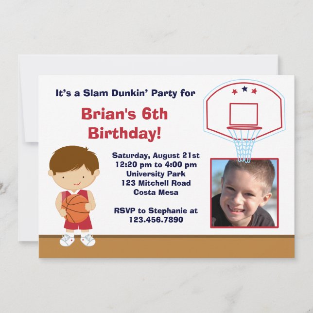 Basketball Birthday Party Invitation (Front)