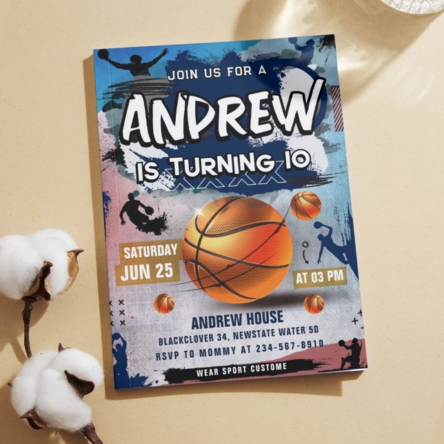Basketball Birthday Party Invitation (Basketball Birthday Party Invitation)