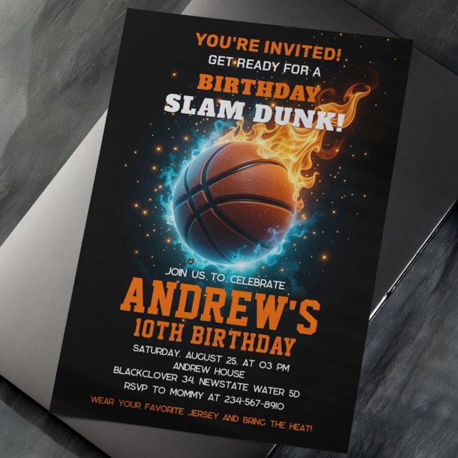Basketball Birthday Party Invitation (basketball invtation)