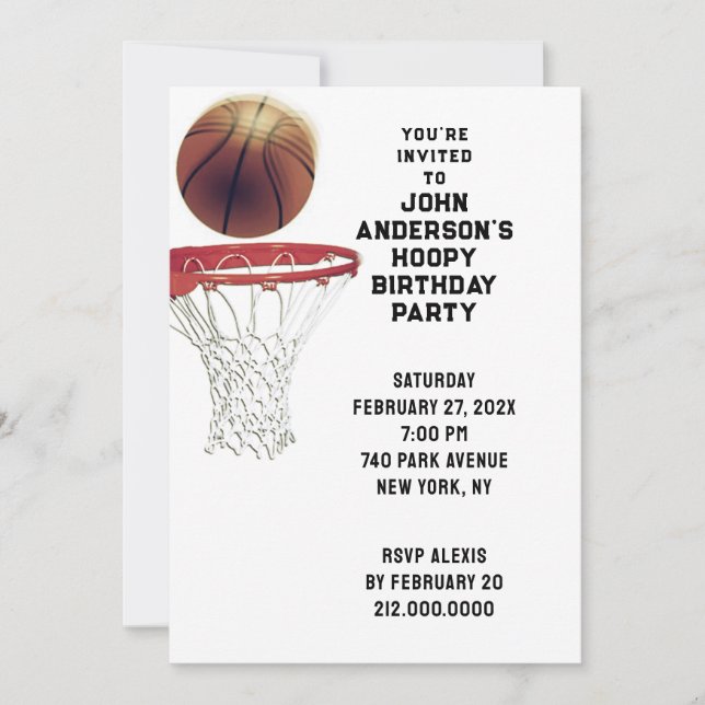 Basketball Birthday Party Invitations (Front)