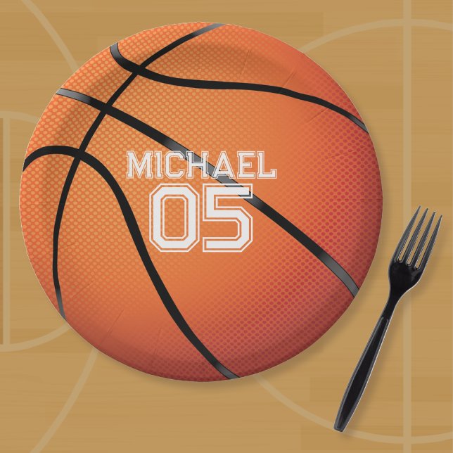 Basketball Birthday Party Paper Plate (Custom Basketball Plate)