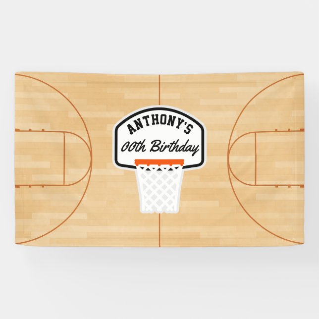 Basketball Birthday Party personalised Banner (Horizontal)