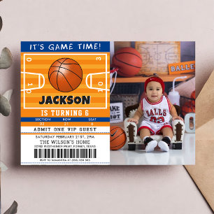 Basketball Birthday Party Photo Invitation