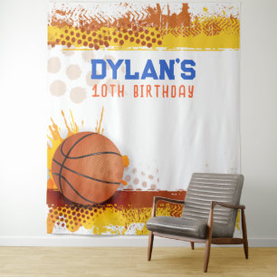 Basketball Birthday Party Photo-Op Backdrop Tapestry