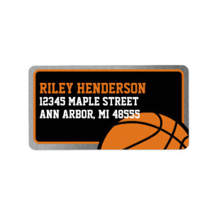 Basketball Birthday Party Return Address Labels