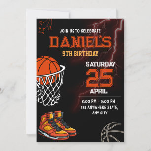 Basketball Birthday Party Sports Boys Basketball Invitation