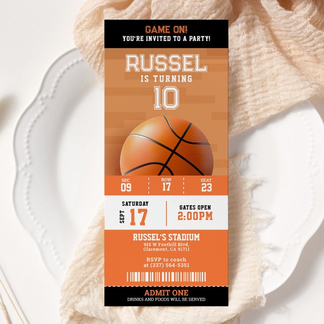Basketball Birthday Party Ticket Invitation (Creator Uploaded)