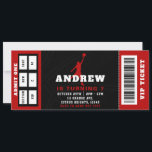 Basketball Birthday Party Ticket Invitation<br><div class="desc">Jumpman Black and Red Basketball Birthday Party VIP Ticket Invitation</div>