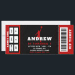 Basketball Birthday Party Ticket Invitation<br><div class="desc">Jumpman Black and Red Basketball Birthday Party VIP Ticket Invitation</div>