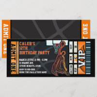 Basketball Birthday Party VIP Ball Game Ticket
