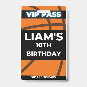 Basketball Birthday Party VIP Pass ID Badge