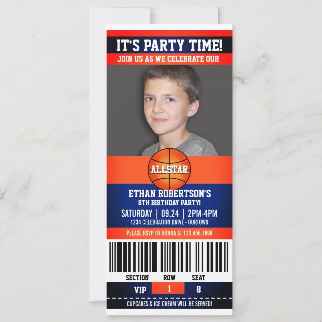 Basketball Birthday Photo Template (Front)