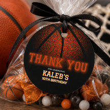 Basketball Birthday Thank You Favour Tags