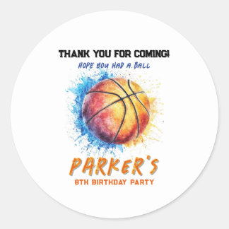Basketball Birthday Thank You Sticker