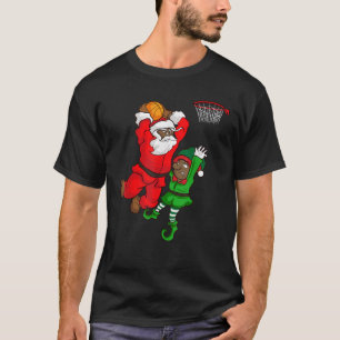 Basketball Black African American Santa Claus Dunk T-Shirt
