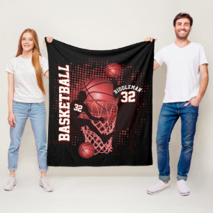 Basketball - Black and Red -DIY Text Fleece Blanket