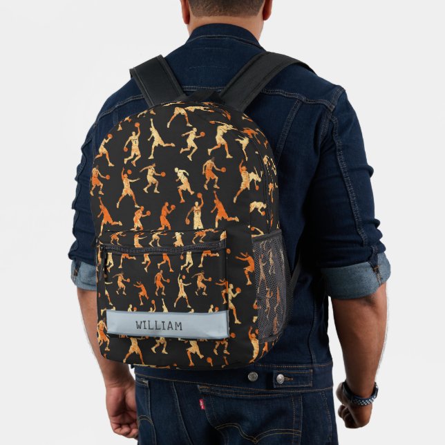 Basketball Black Custom name Kids Back To School Printed Backpack (Insitu (Model))