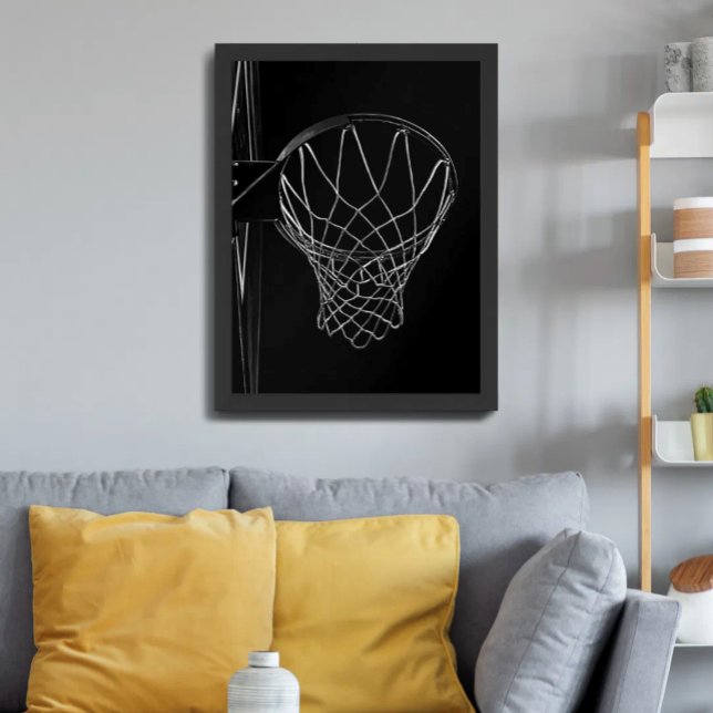 Basketball Black Minimalist Hoop Photo Poster (Creator Uploaded)
