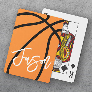 Basketball black orange custom name playing cards