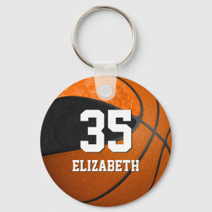 basketball black orange girls school team colours key ring