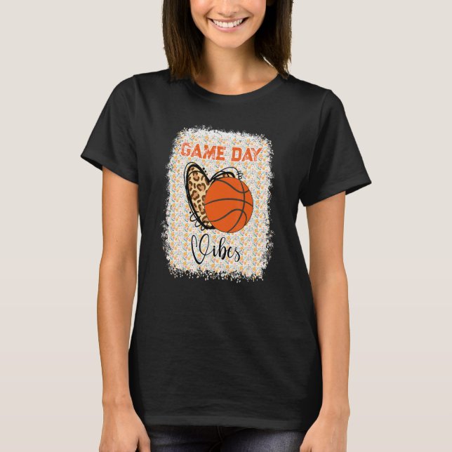 Basketball Bleached Game Day Vibes Basketball Mom  T-Shirt (Front)