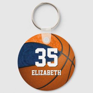 basketball blue orange girls school team colours key ring