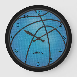 Basketball   Blue   Personalise Large Clock