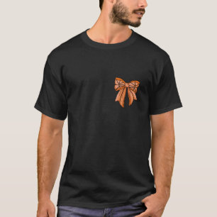 Basketball Bow Game Day Coquette Women Front and B T-Shirt