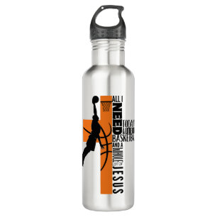 Basketball Boy Ages Kids Men All I Need Jesus 710 Ml Water Bottle