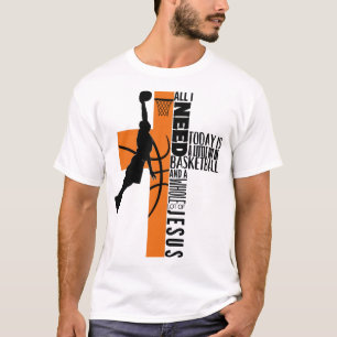  Basketball Boy Ages Kids Men All I Need Jesus T-Shirt