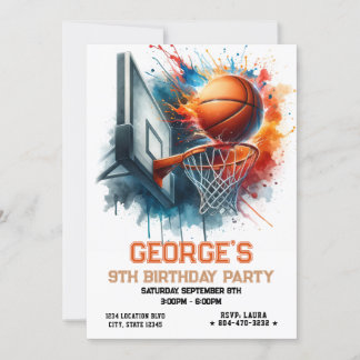 Basketball Boy Birthday Invitation