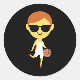 Basketball Boy Emoji 1  Classic Round Sticker
