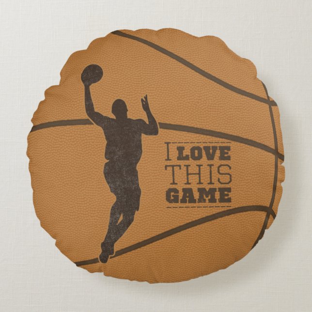 Basketball Boy Game Love Round Throw Pillow (Front)